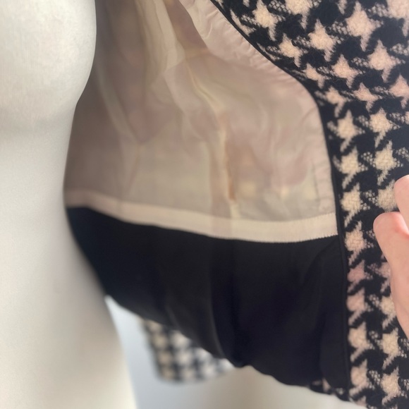 Magaschoni Wool Y2k Houndstooth Black & White Blazer Jacket Buttons Lined Small - Picture 10 of 10